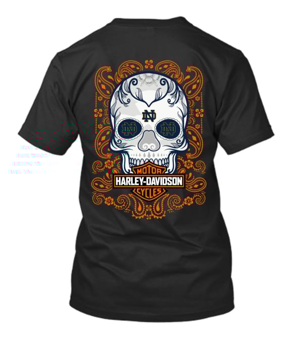 Ncaa Notre Dame Fighting Irish Harley Davidson Skull T-Shirt