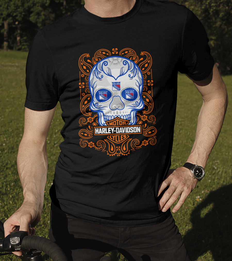 Harley Davidson Cycles Skull New York Rangers Nhl 102 Tvl T-Shirt