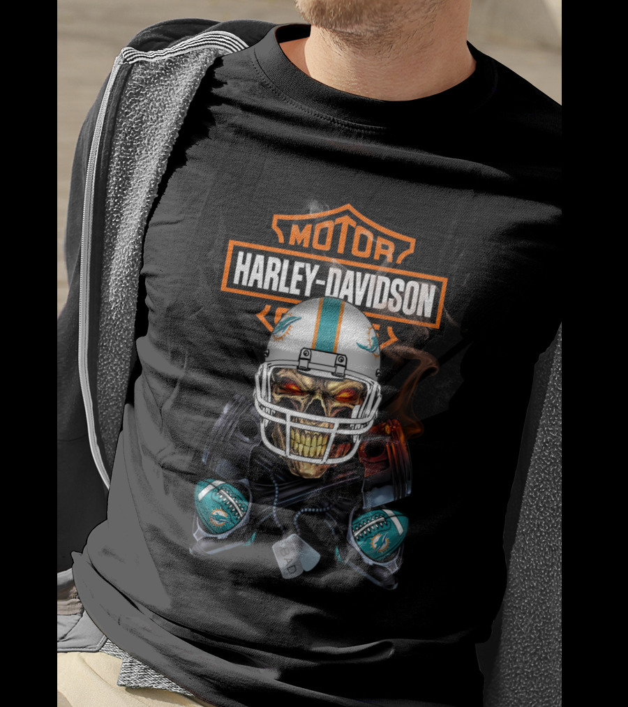 Motor Harley Davidson Miami Dolphins T-Shirt