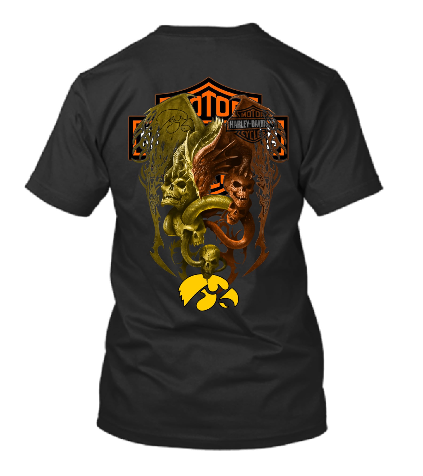Harley Davidson Skull Snake Iowa Hawkeyes Ncaa T-Shirt