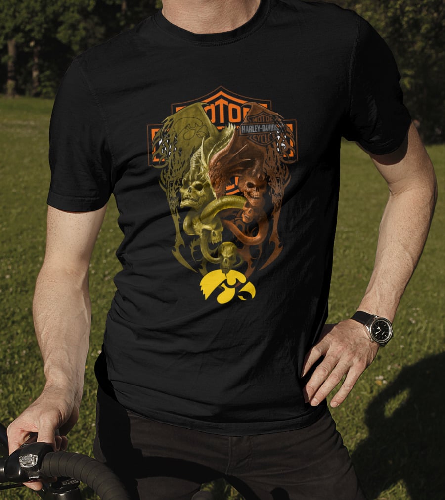 Harley Davidson Skull Snake Iowa Hawkeyes Ncaa T-Shirt
