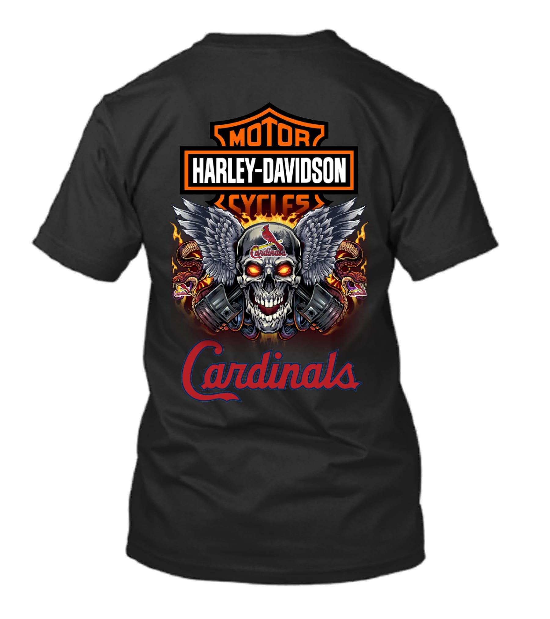 Harley Davidson Motor Cycles Skull Cardinals St Louis T-Shirt