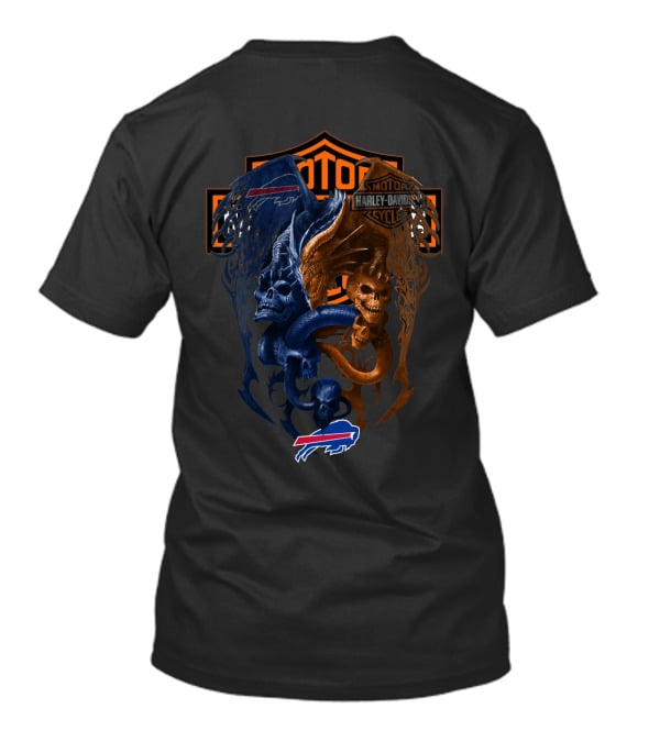 Buffalo Bills Harley Davidson Nfl Collaboration With Dual Skull T-Shirt