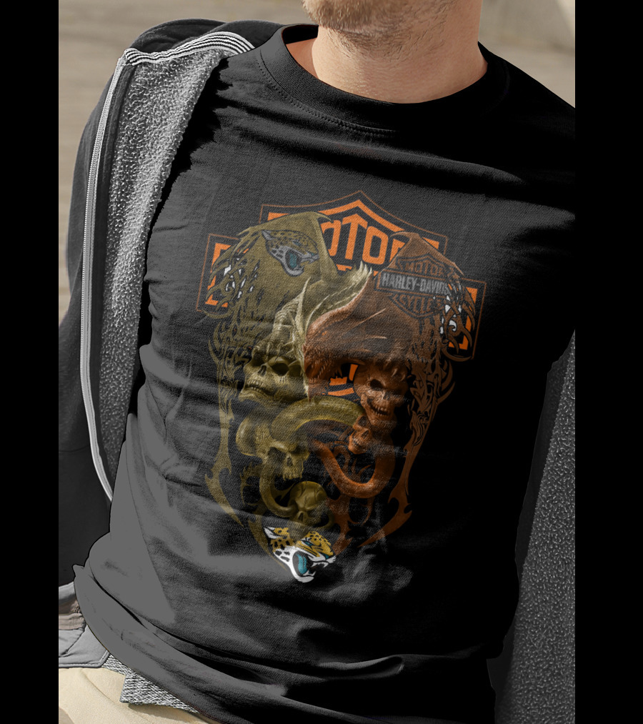Nfl Jj Harley Davidson Jaguars Skulls Serpent T-Shirt