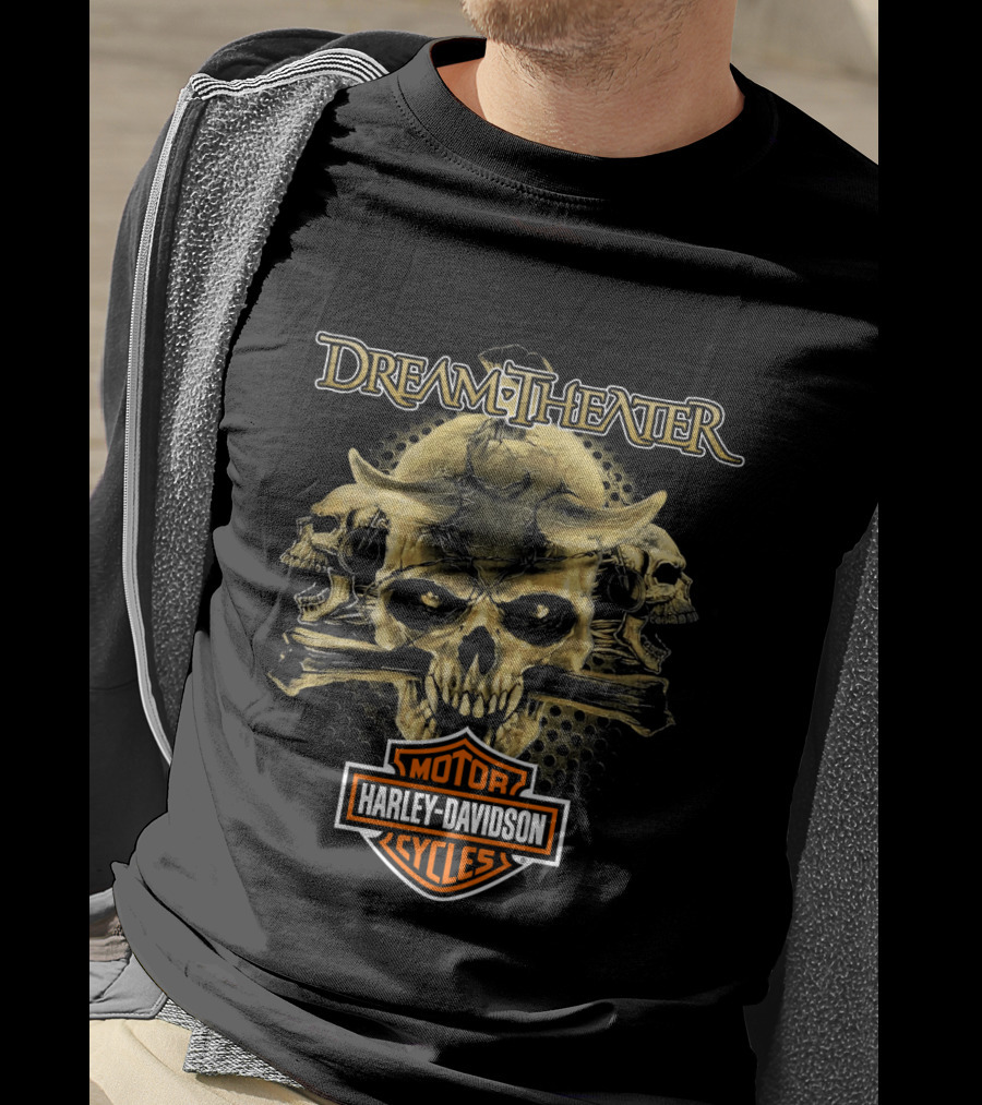 Dream Theater Harley Davidson Motorcycles Skull T-Shirt