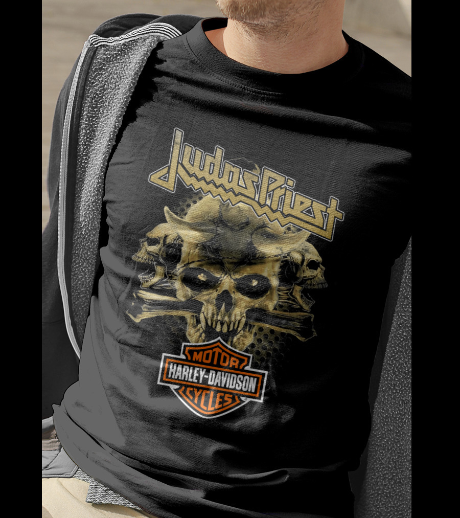 Judas Priest Harley Davidson Motorcycles Skulls T-Shirt