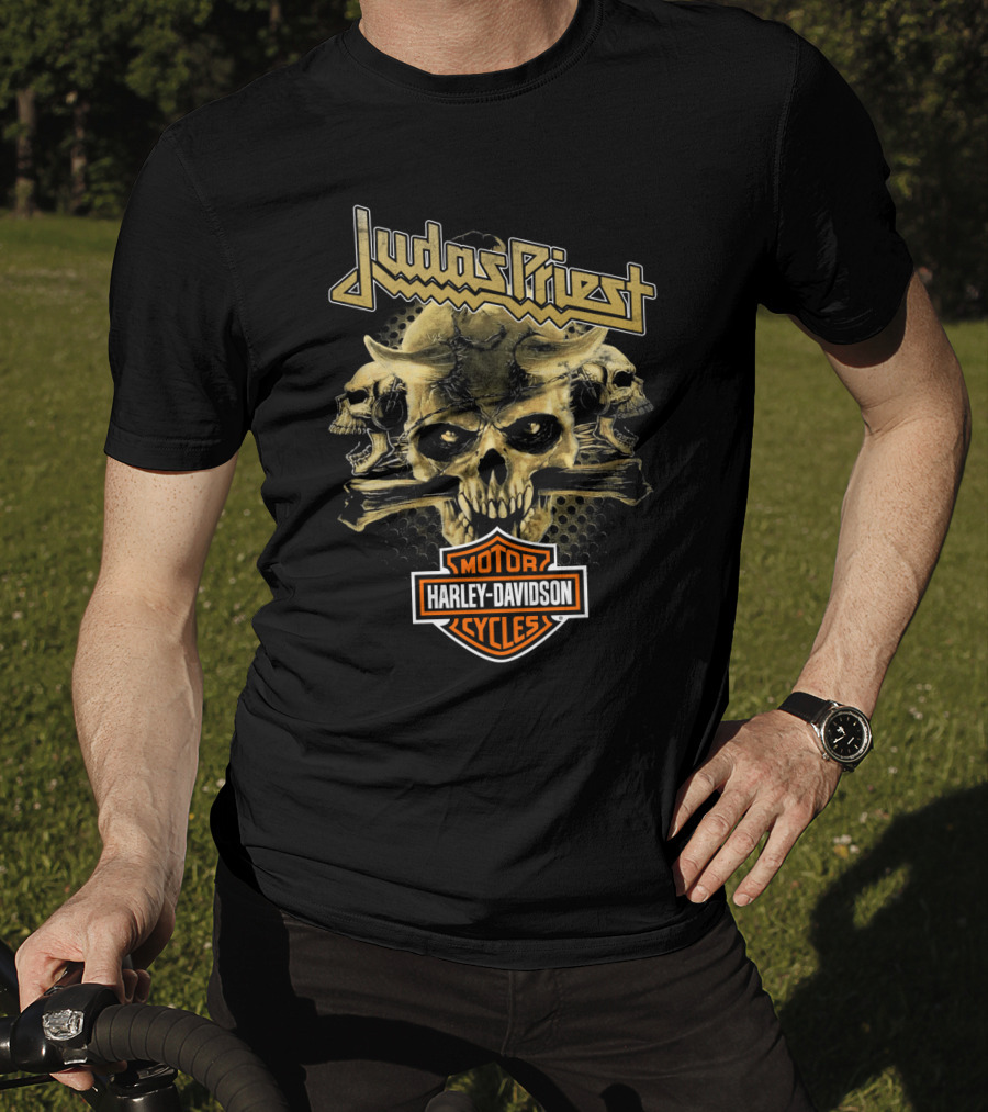 Judas Priest Harley Davidson Motorcycles Skulls T-Shirt