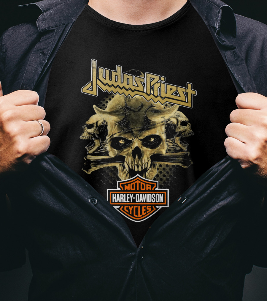 Judas Priest Harley Davidson Motorcycles Skulls T-Shirt