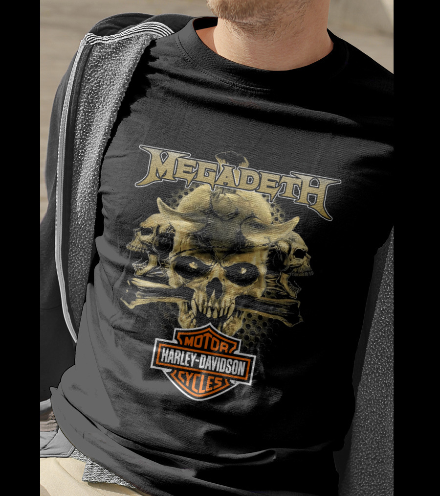 Megadeth Harley Davidson Motor Cycles Skull Art T-Shirt