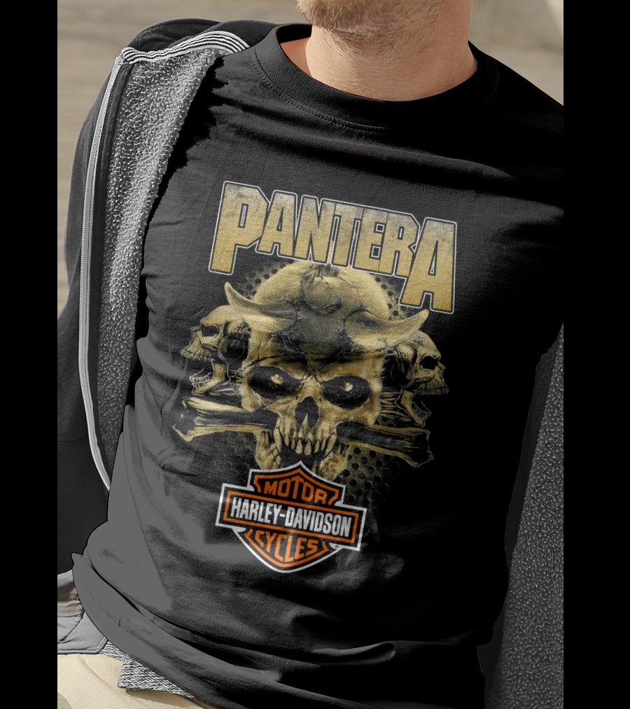 Pantera Harley Davidson Motorcycles Skull T-Shirt