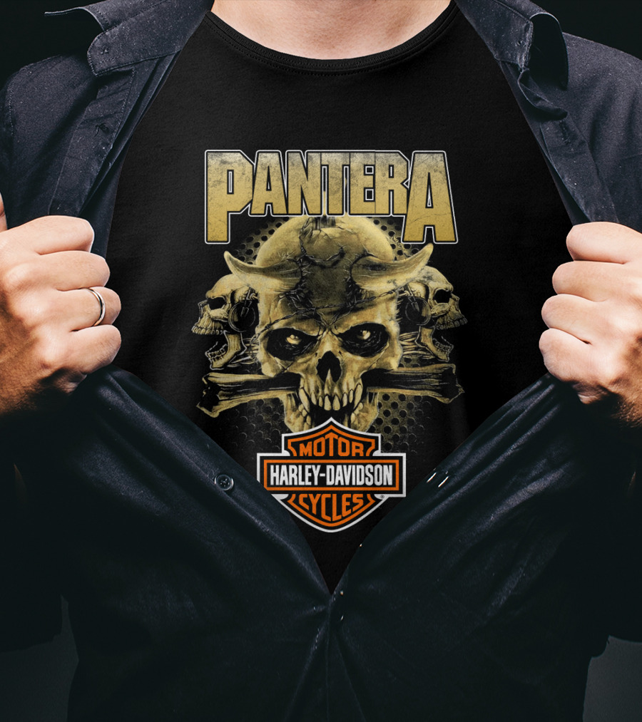 Pantera Harley Davidson Motorcycles Skull T-Shirt