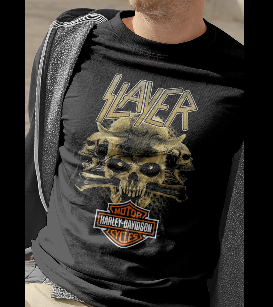 Slayer Harley Davidson Motor Cycles Skull T-Shirt