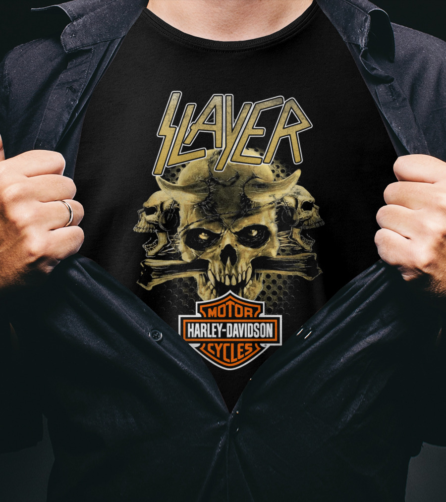 Slayer Harley Davidson Motor Cycles Skull T-Shirt