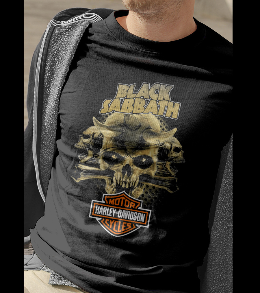 Black Sabbath Harley Davidson Motor Cycles Skull T-Shirt