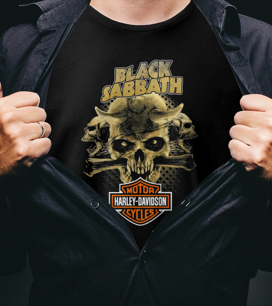 Black Sabbath Harley Davidson Motor Cycles Skull T-Shirt