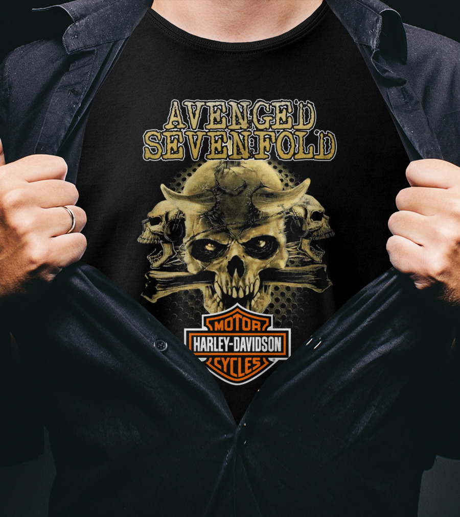 Avenged Sevenfold Harley Davidson Motor Cycles Skull T-Shirt