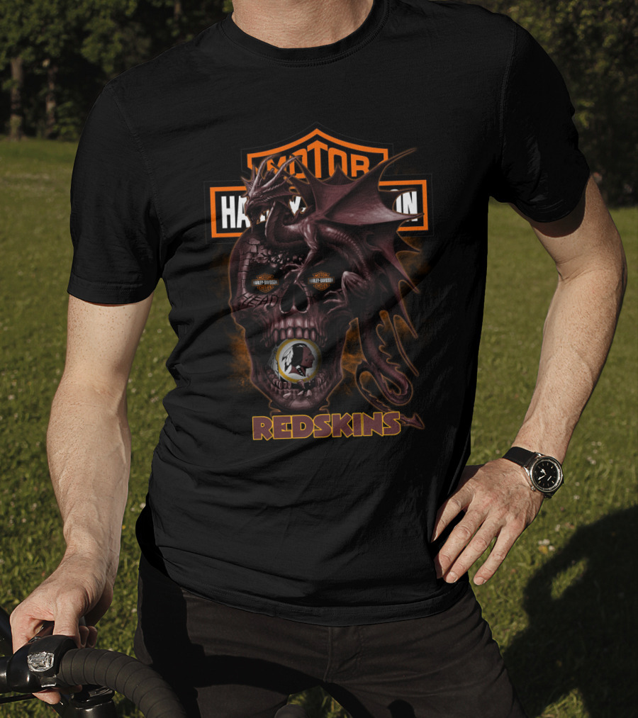 Harley Davidson Redskins Dragon Skull T-Shirt