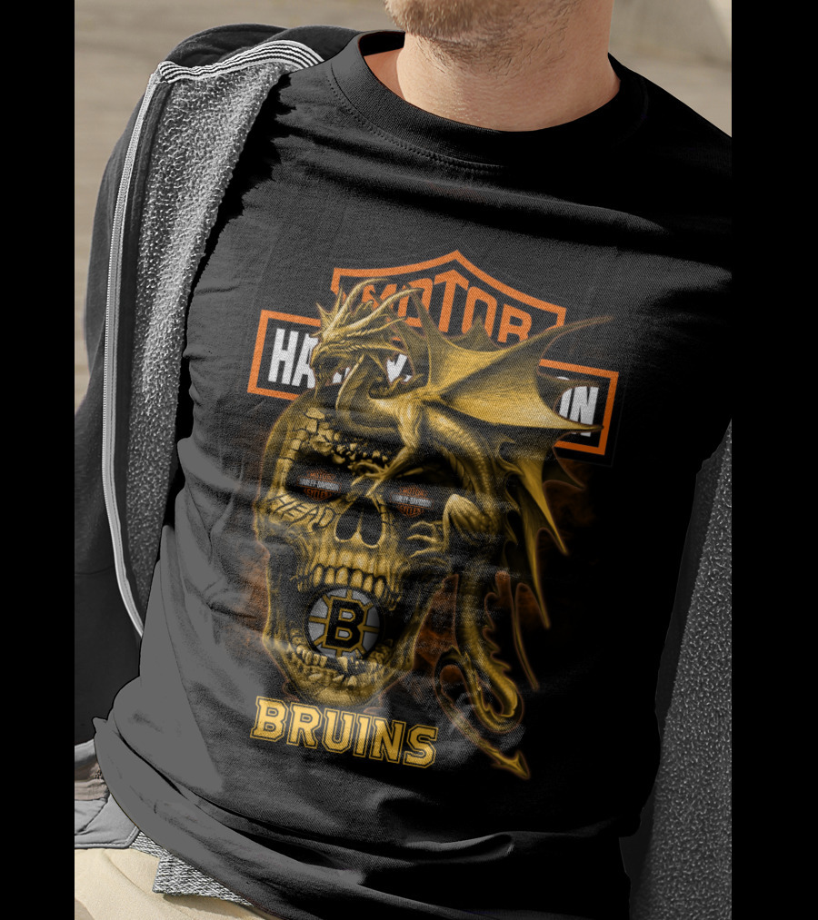 Boston Bruins Harley Skull Dragon T-Shirt