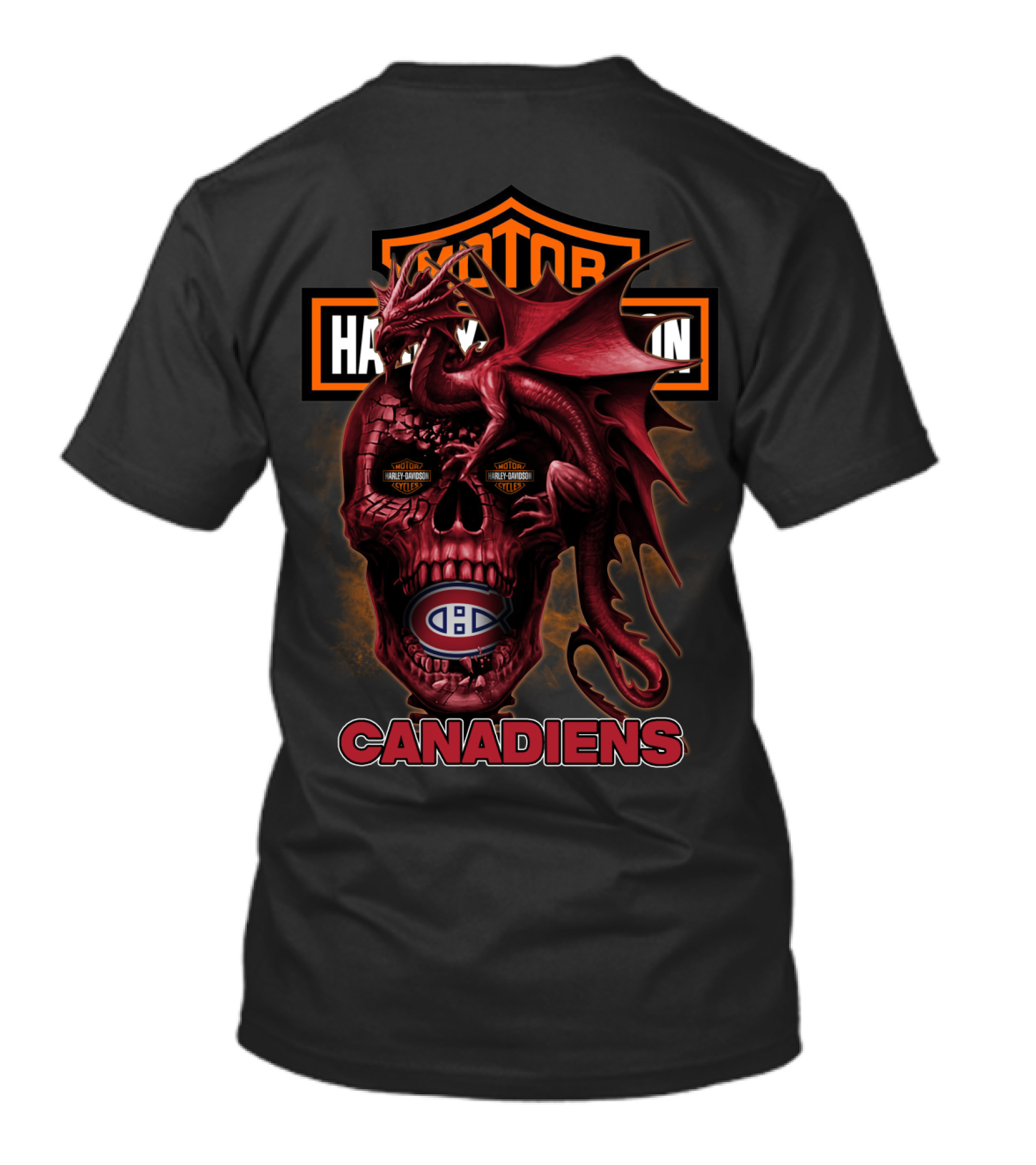 Montreal Canadiens Motor Harley Davidson Cycles Dragon Skull T-Shirt