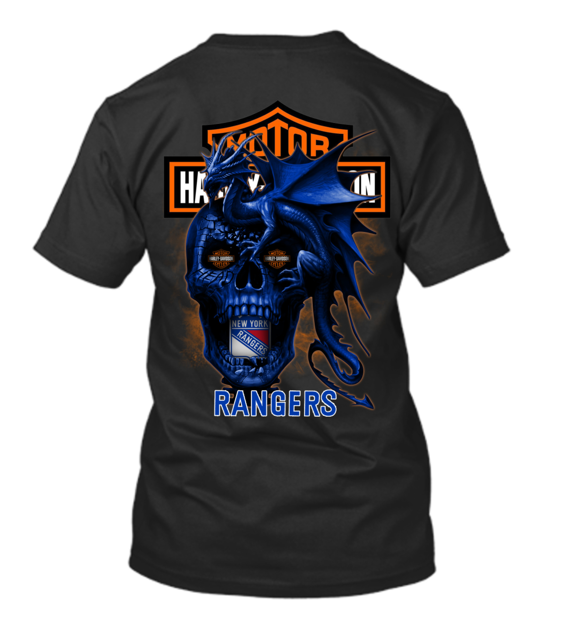 Motor Harley Davidson Cycles New York Rangers Dragon Skull T-Shirt
