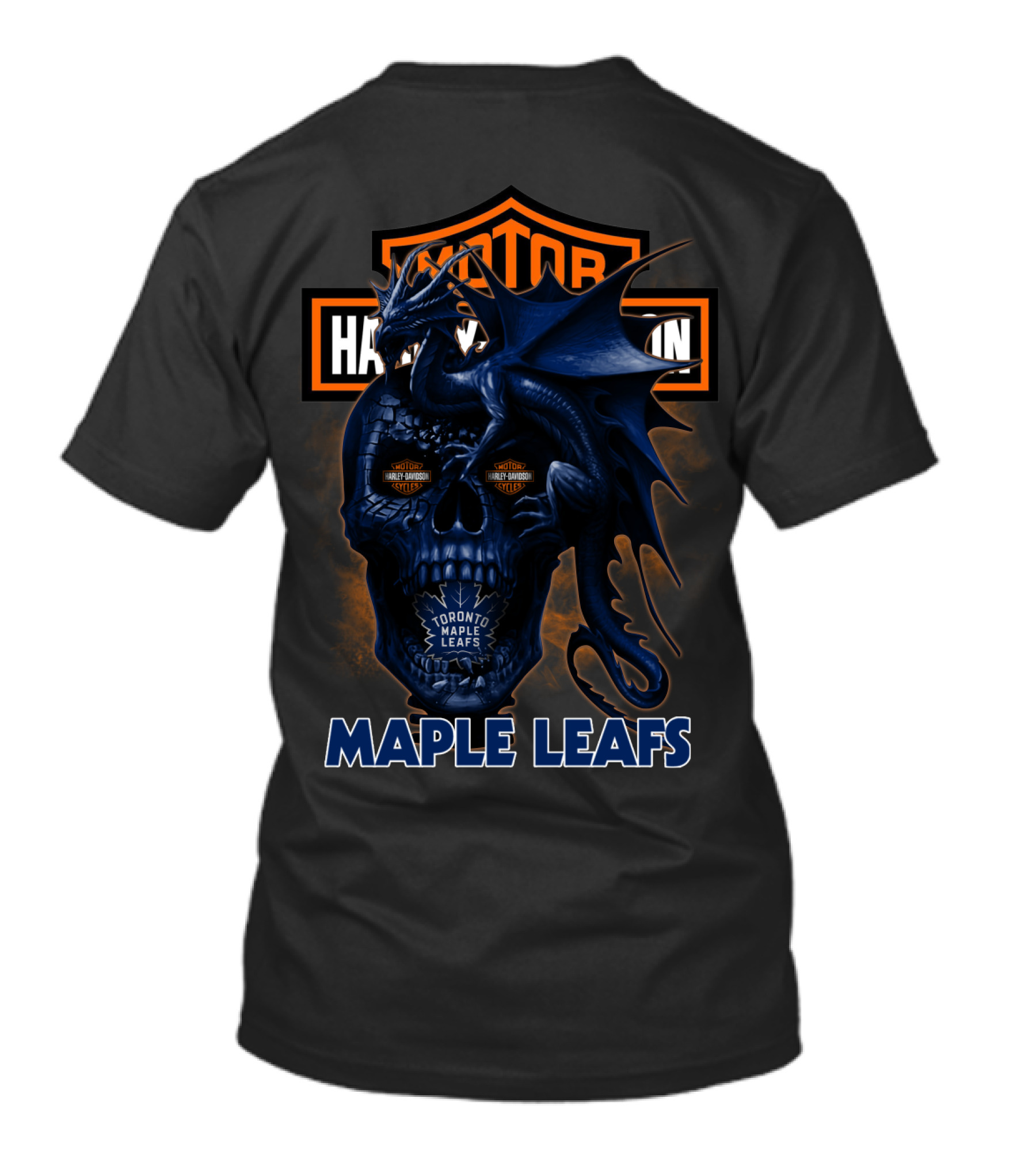 Toronto Maple Leafs Harley Davidson Dragon Skull T-Shirt