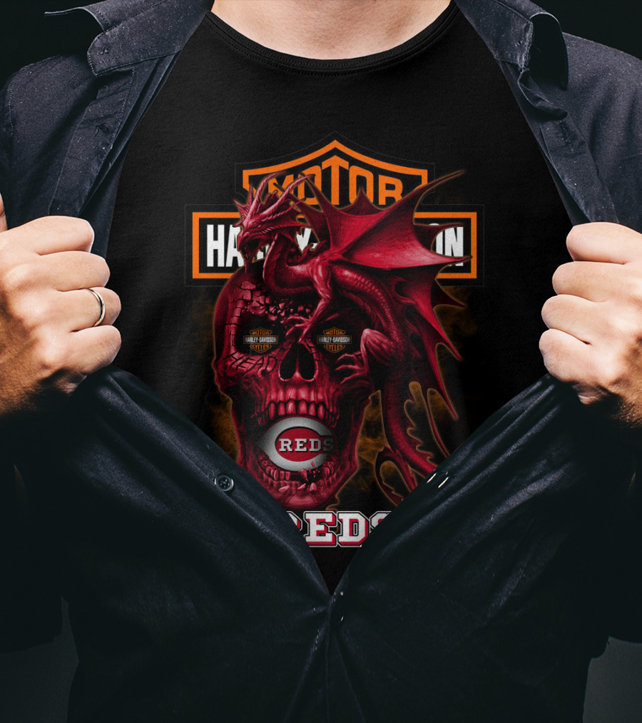 Cincinnati Reds Skull Dragon Harley Davidson T-Shirt