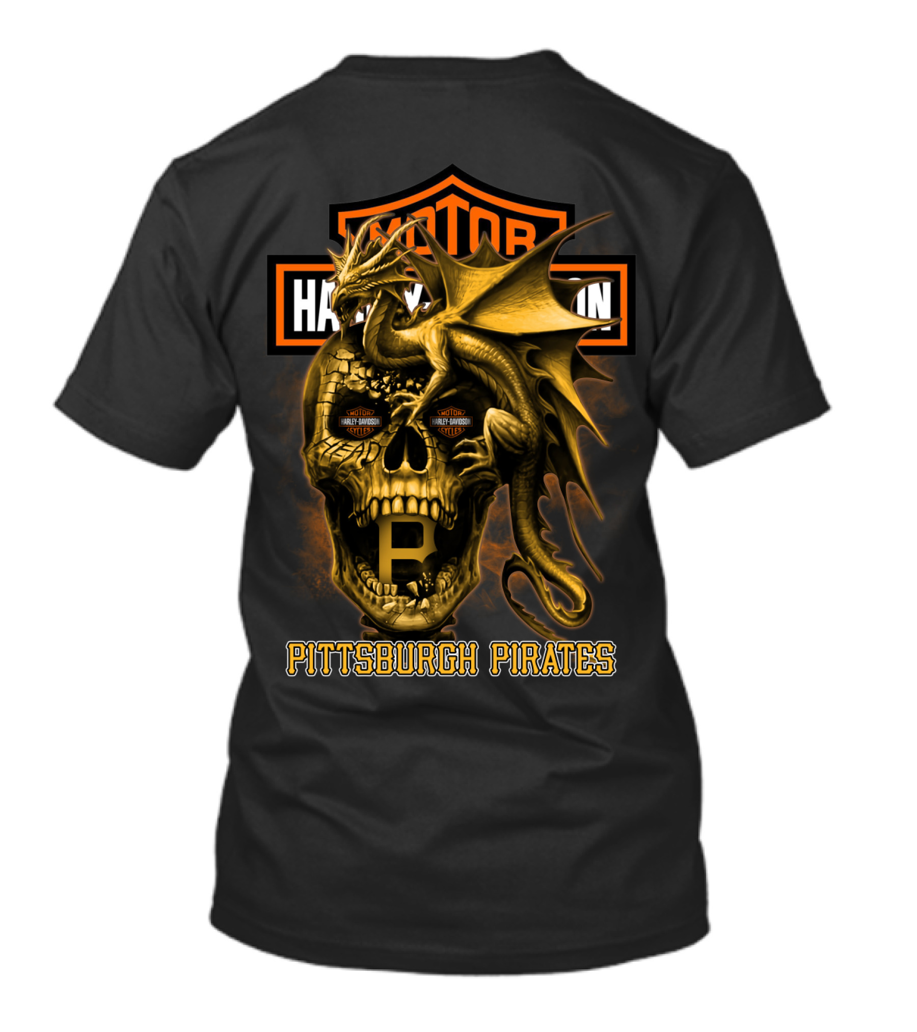 Pittsburgh Pirates Motorcycle Skull Dragon T-Shirt