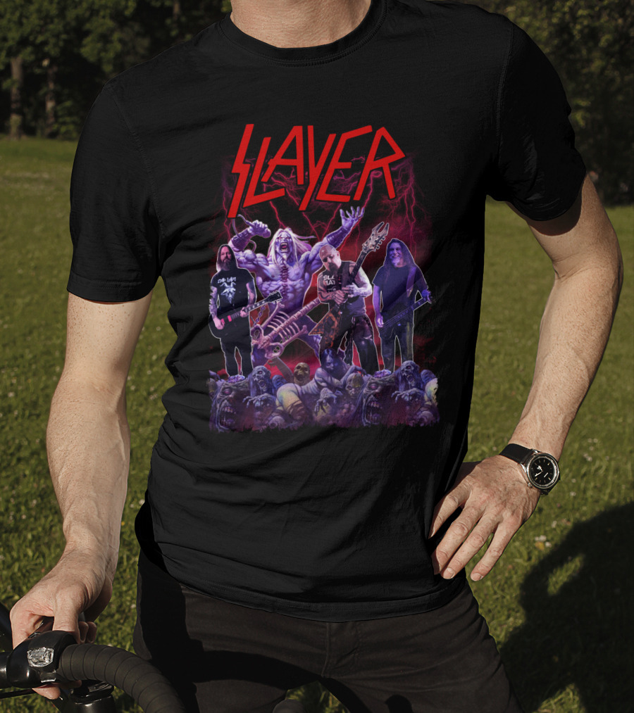 Slayer Band Graphic With Guitarists And Undead Creatures T-Shirt