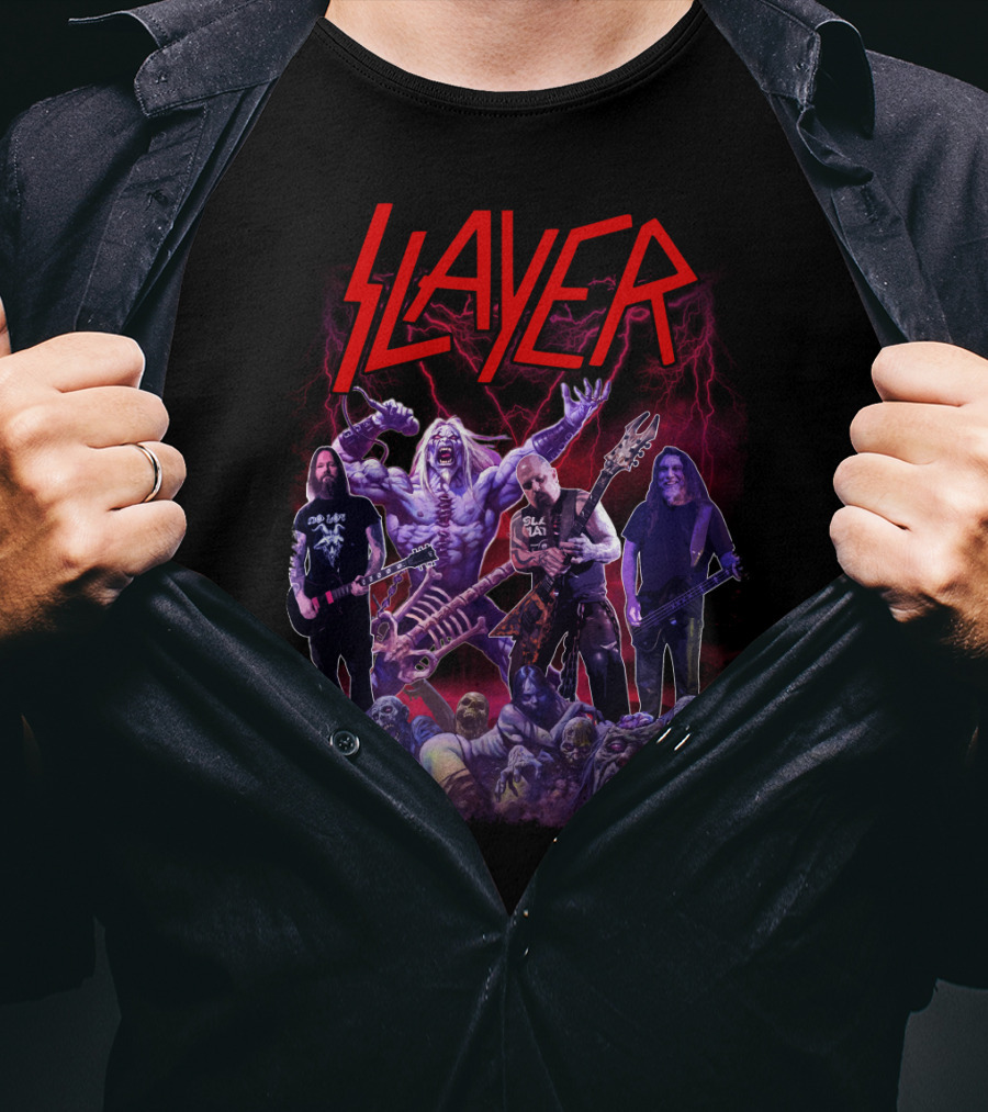 Slayer Band Graphic With Guitarists And Undead Creatures T-Shirt