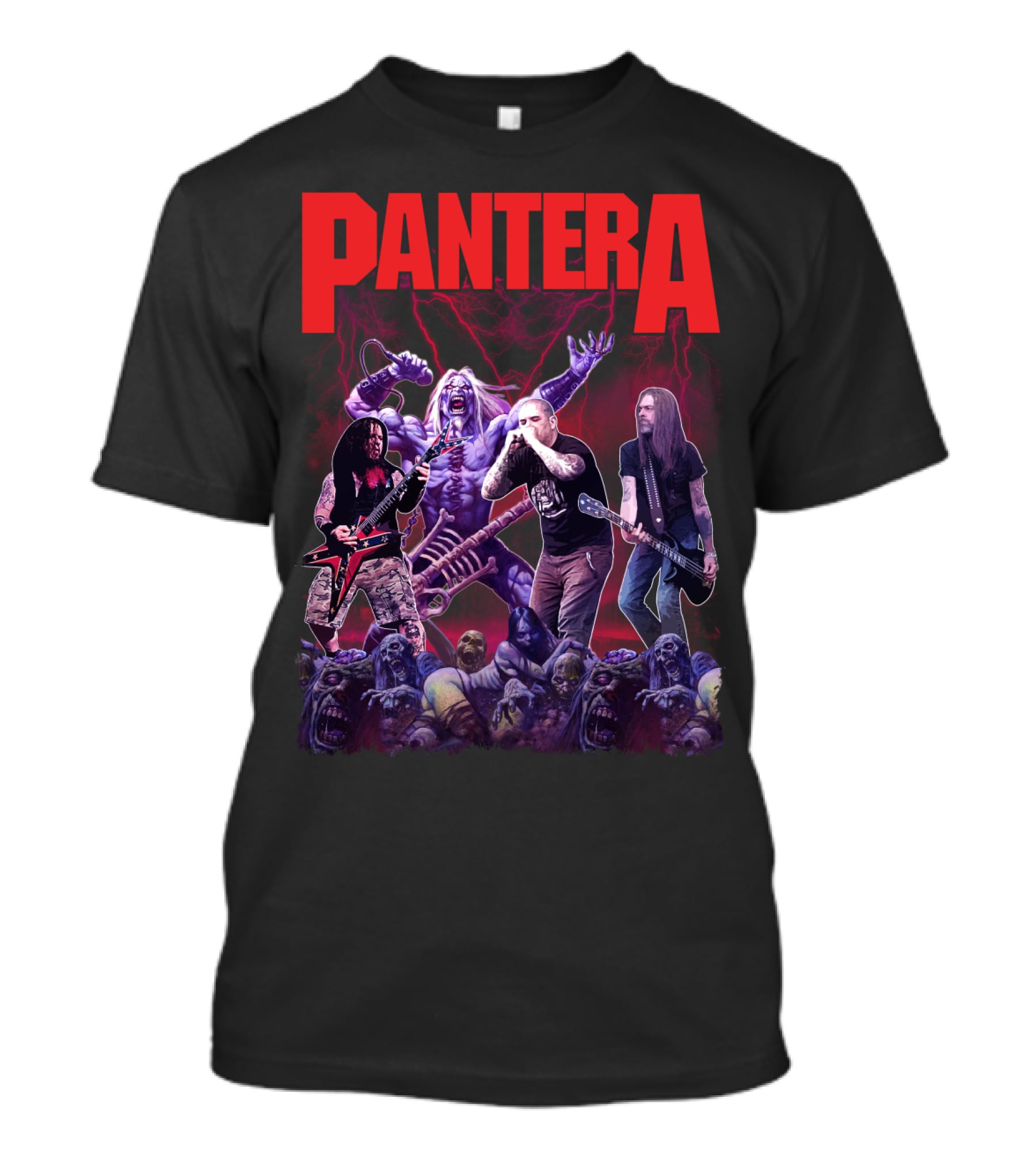 Pantera Live Electric Performance With Zombies And Purple Lightning T-Shirt