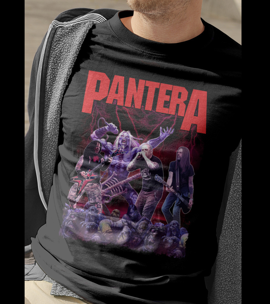 Pantera Live Electric Performance With Zombies And Purple Lightning T-Shirt