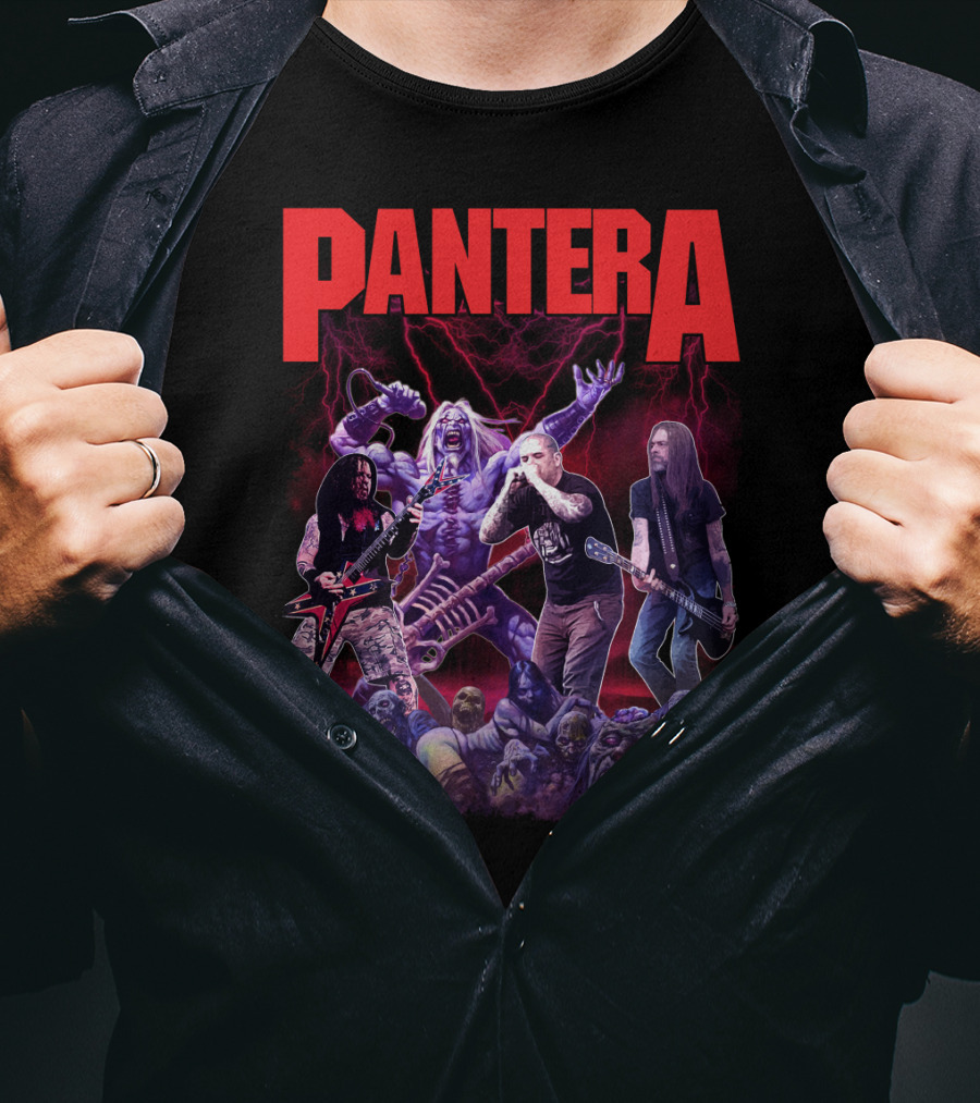 Pantera Live Electric Performance With Zombies And Purple Lightning T-Shirt