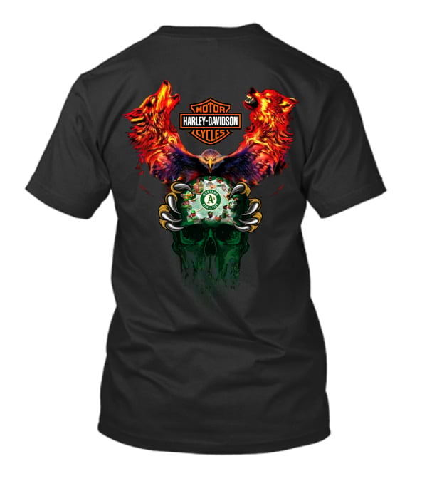 Harley Davidson Oakland Athletics Wolf Skull T-Shirt