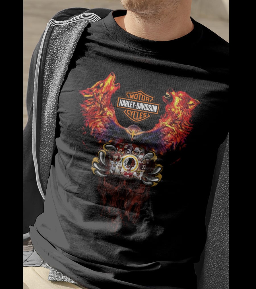 Harley Davidson Motor Cycles 121 Wr Washington Football Wolves T-Shirt