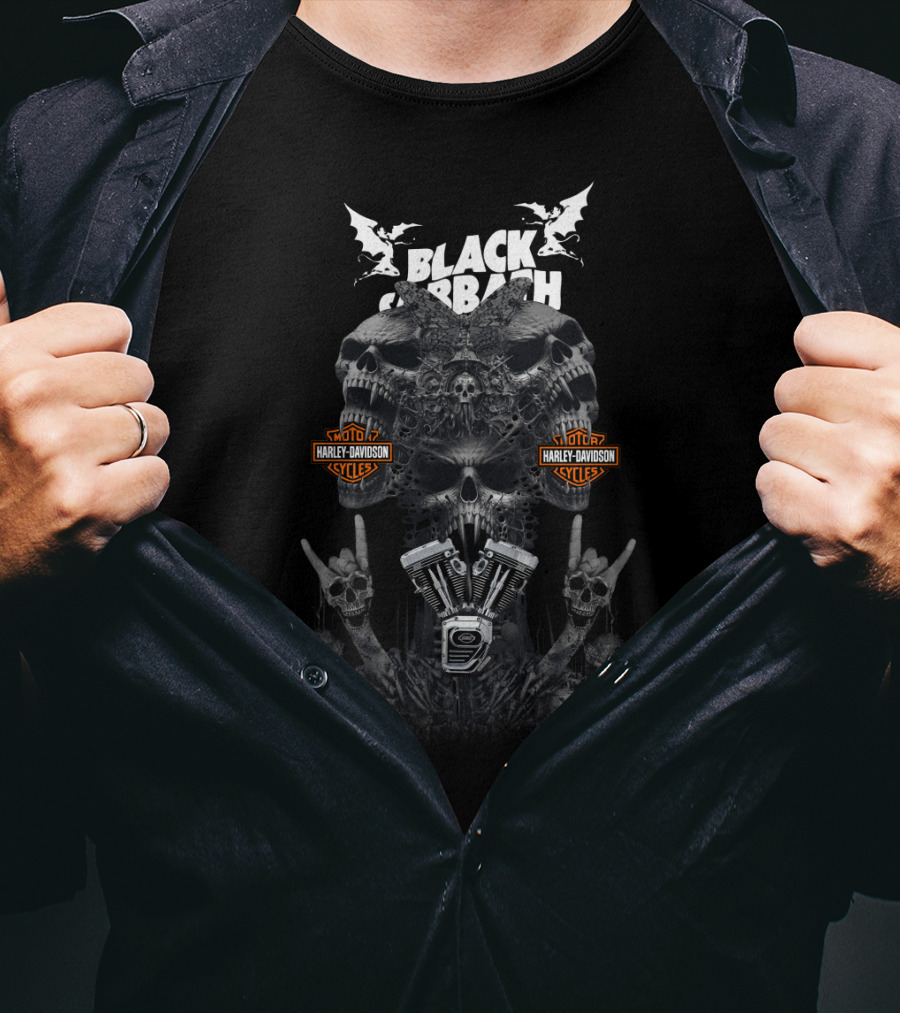 Black Sabbath Harley Davidson Cycles Skull Engine T-Shirt