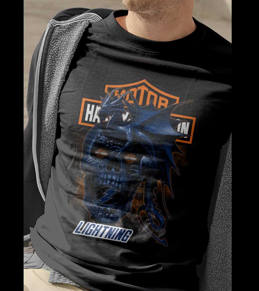Motor Harley Davidson Lightning Skull Dragon Tampa Bay 111 T-Shirt