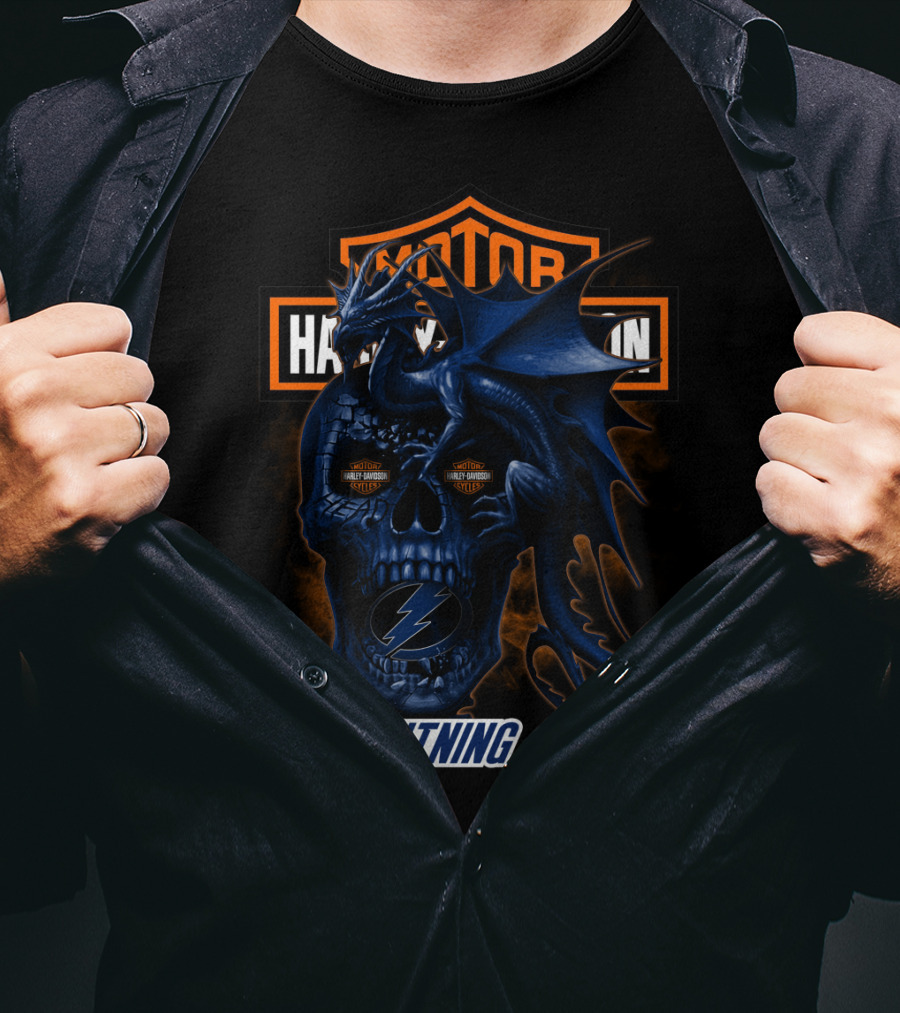 Motor Harley Davidson Lightning Skull Dragon Tampa Bay 111 T-Shirt