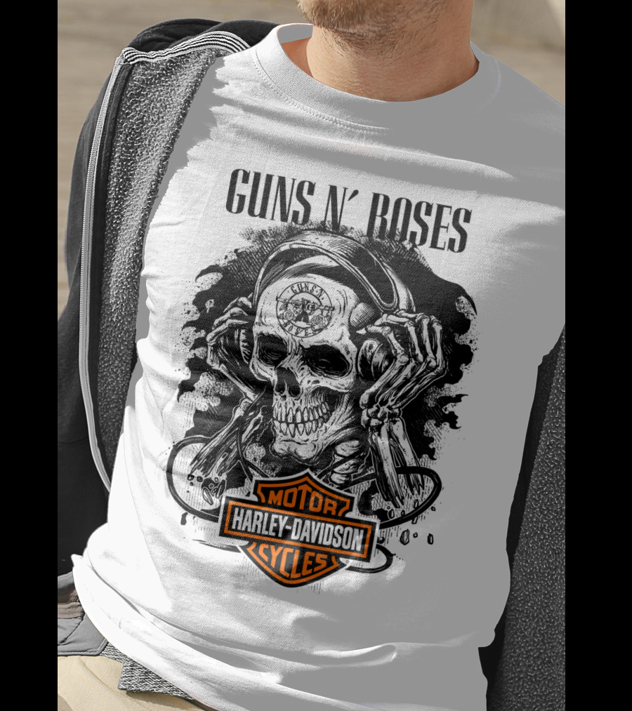 Guns N' Roses Harley Davidson Skull T-Shirt