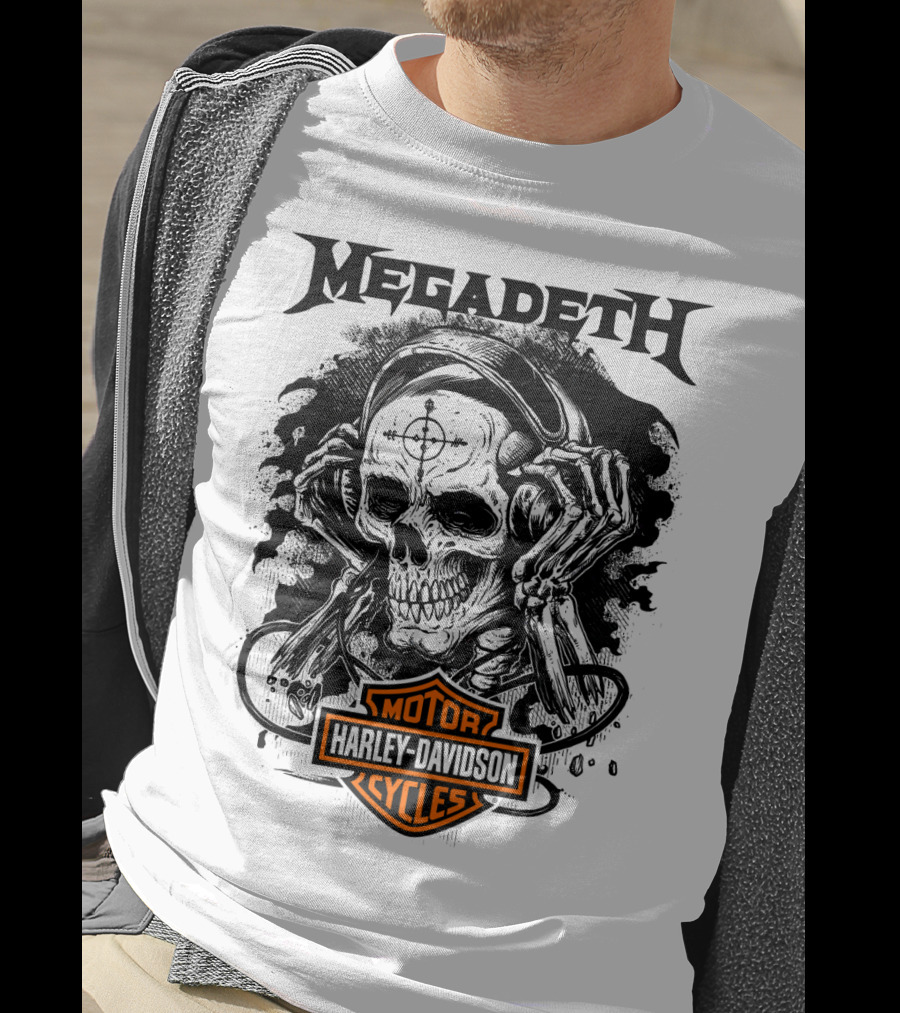 Megadeth Harley Davidson Skeleton Art T-Shirt