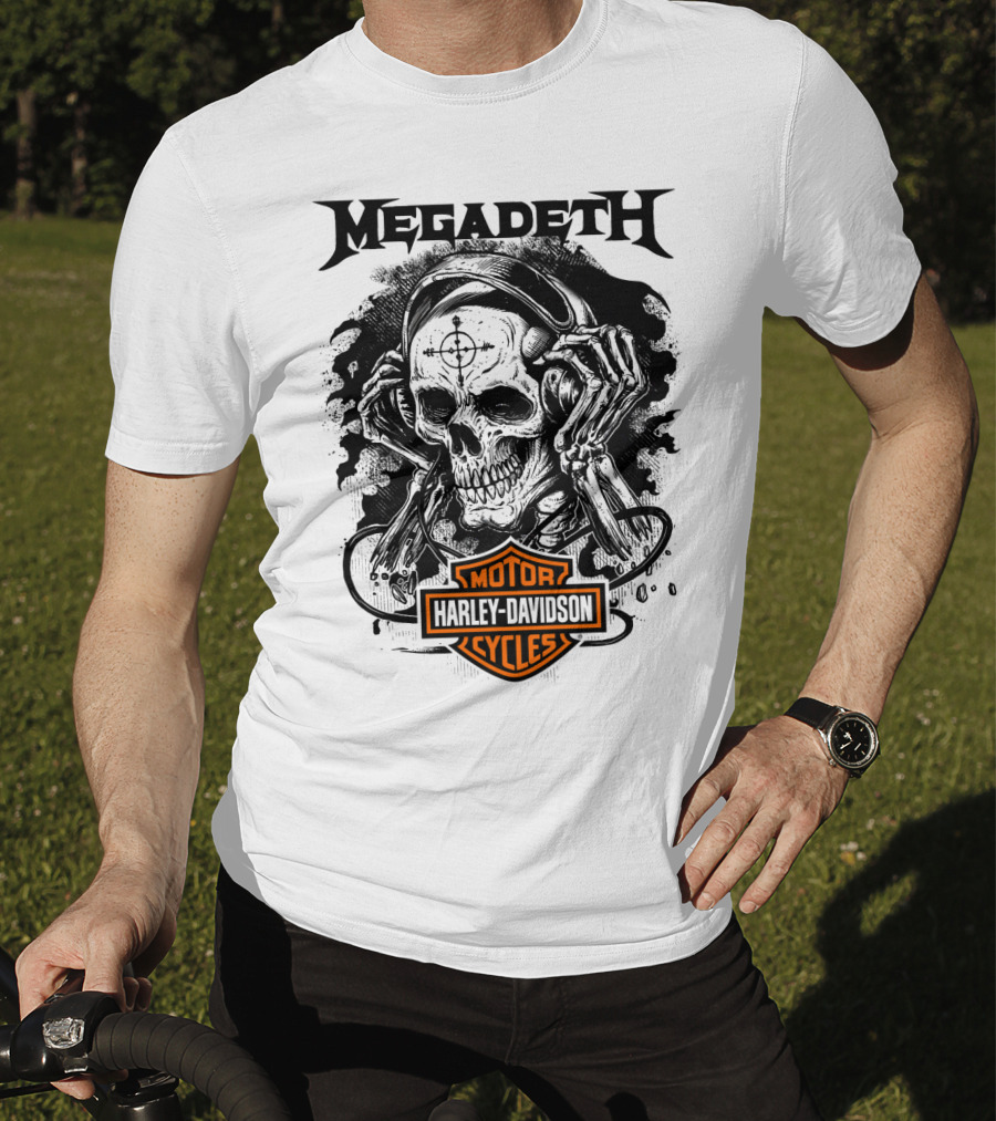 Megadeth Harley Davidson Skeleton Art T-Shirt
