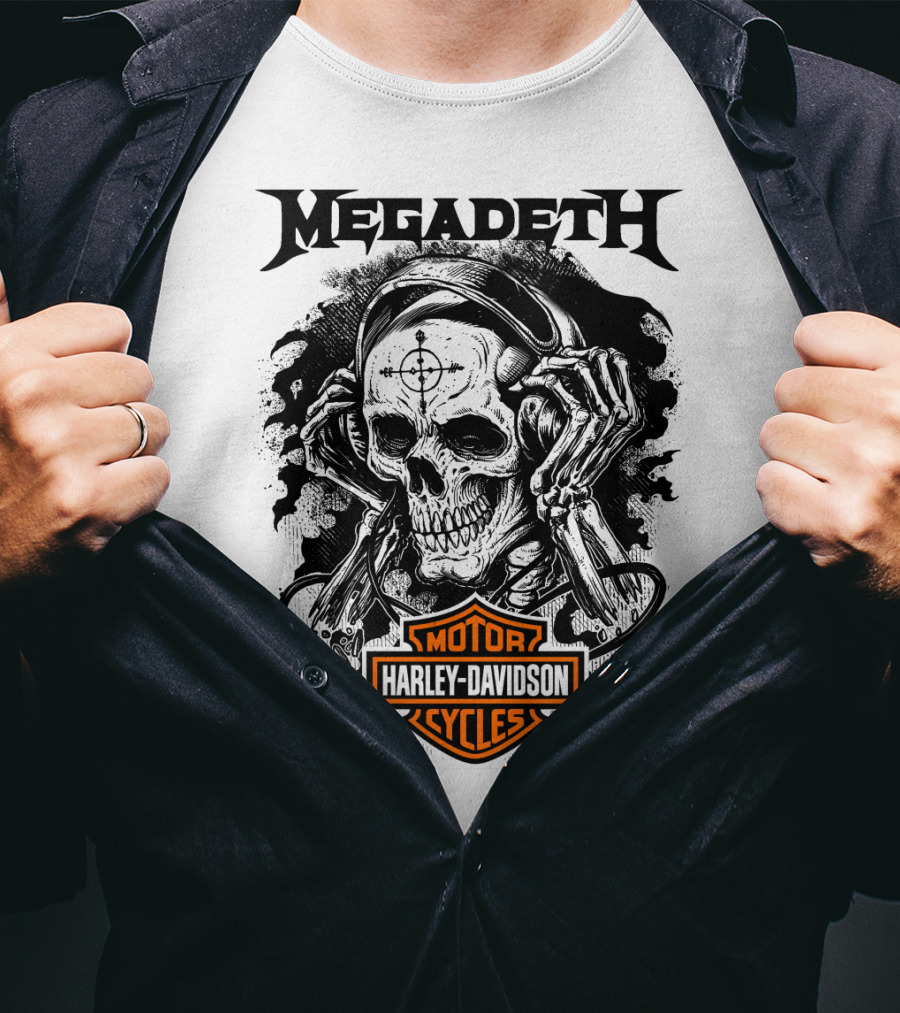 Megadeth Harley Davidson Skeleton Art T-Shirt