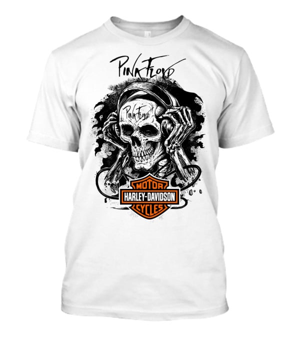 Pink Floyd Harley Davidson Skull With Headphones T-Shirt