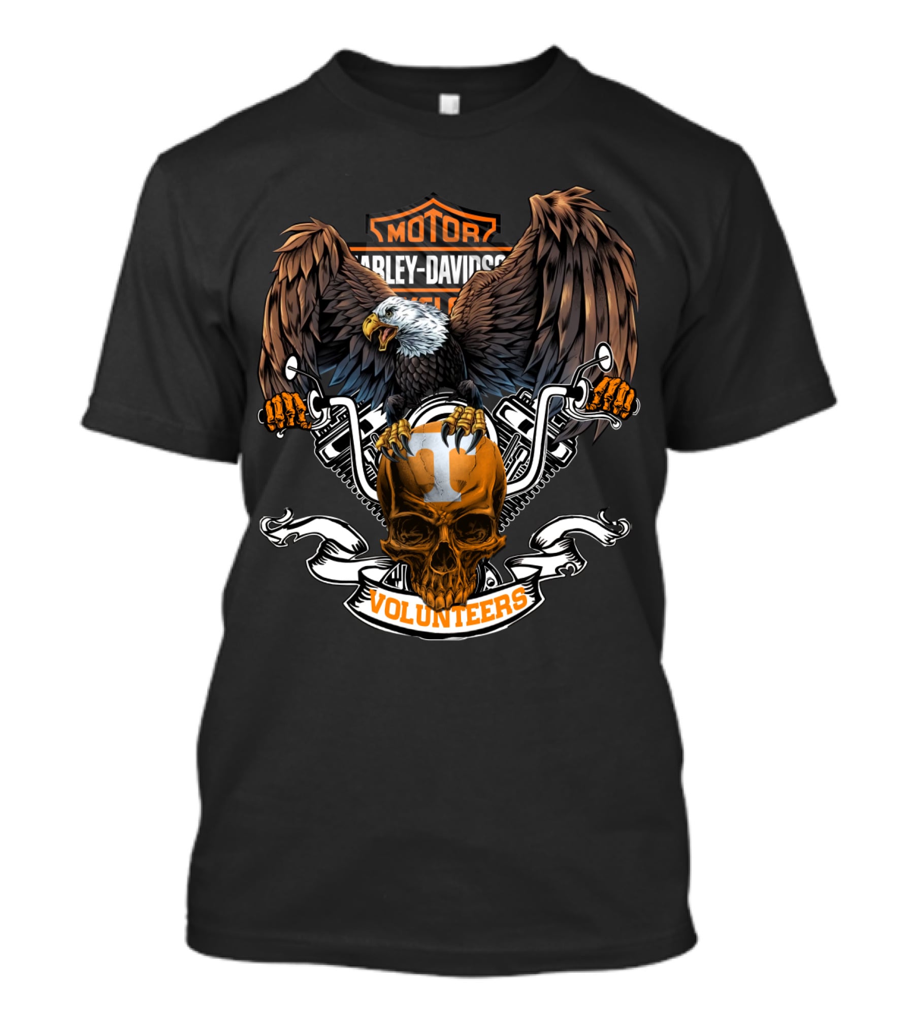 Ncaa Tennessee Volunteers Harley Davidson Motor Volunteers Eagle Skull T-Shirt