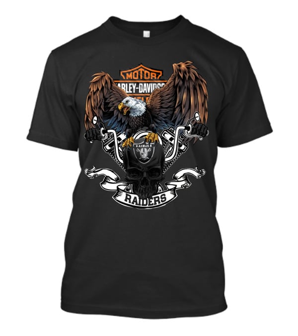 Nfl Oakland Raiders Harley Davidson Eagle Skull Motor Raiders T-Shirt