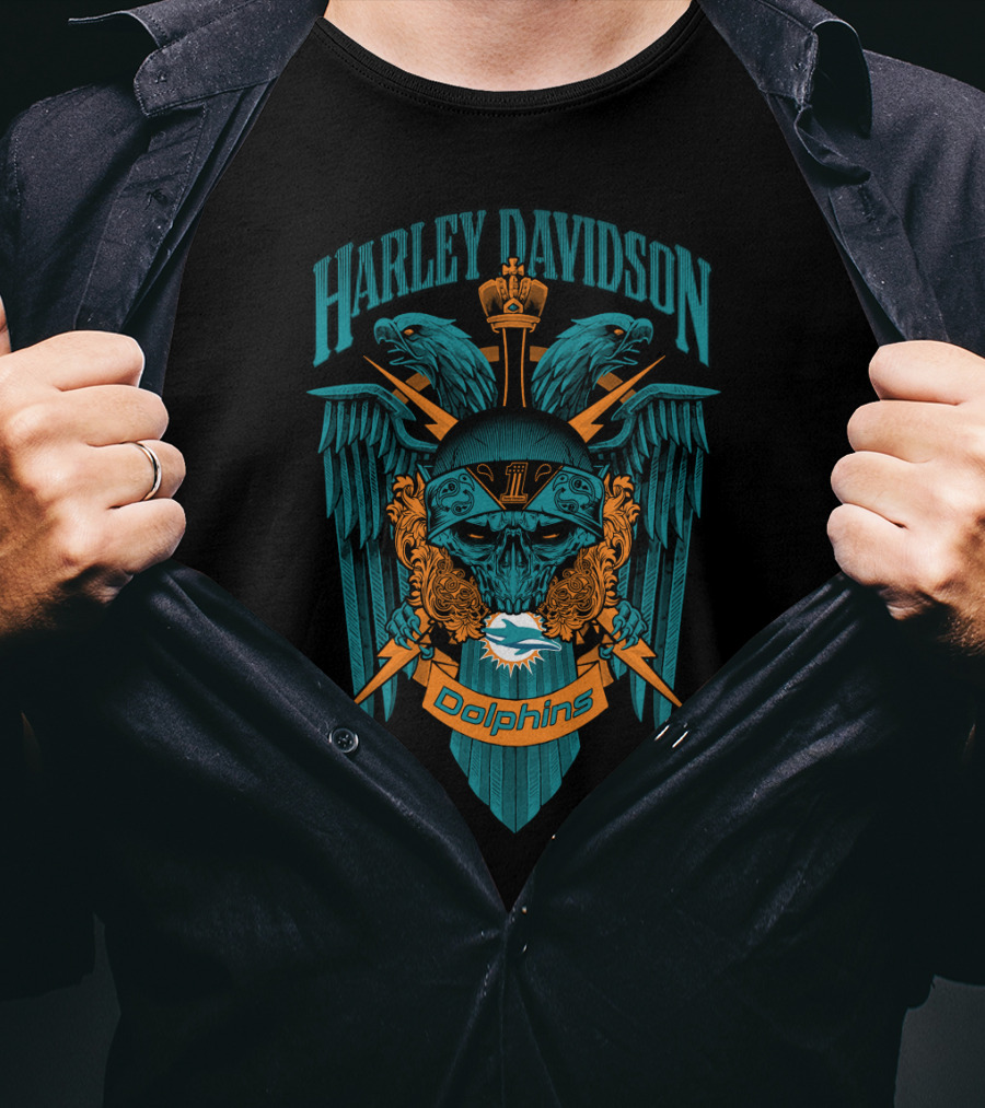 Harley Davidson Dolphins Miami Nfl 131 T-Shirt