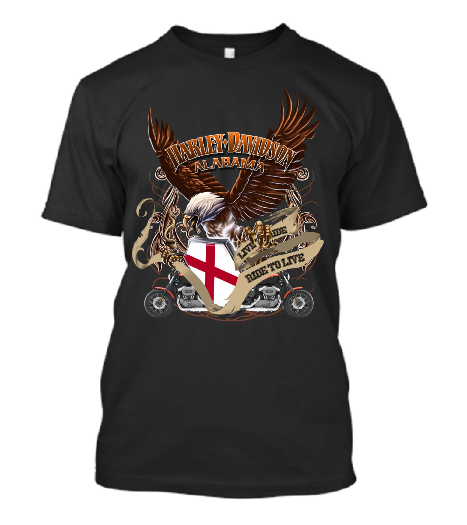Harley Davidson Alabama Live To Ride Eagle Shield Motorcycle T-Shirt