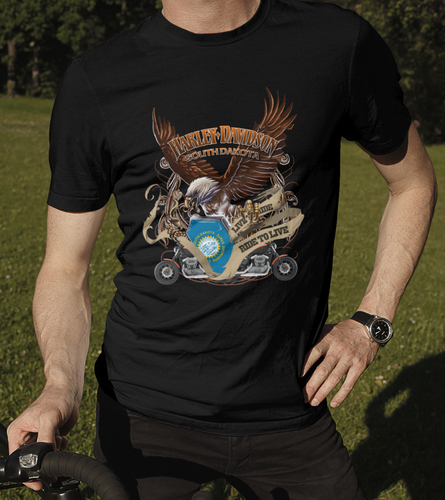 Harley Davidson South Dakota Live To Ride Ride To Live Eagle T-Shirt