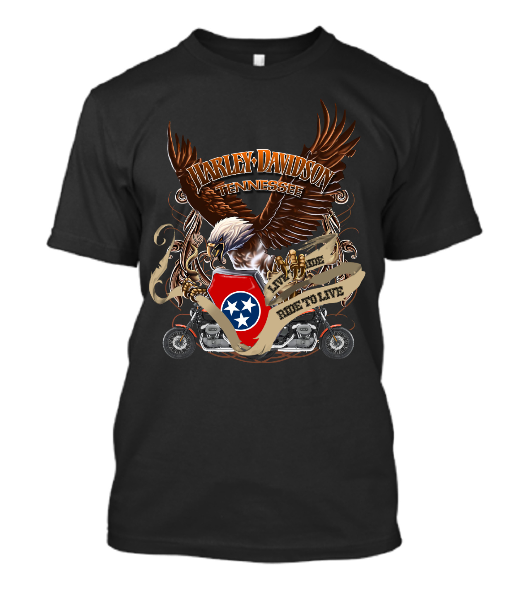 Harley Davidson Tennessee Live To Ride Ride To Live Eagle And Motorcycles T-Shirt