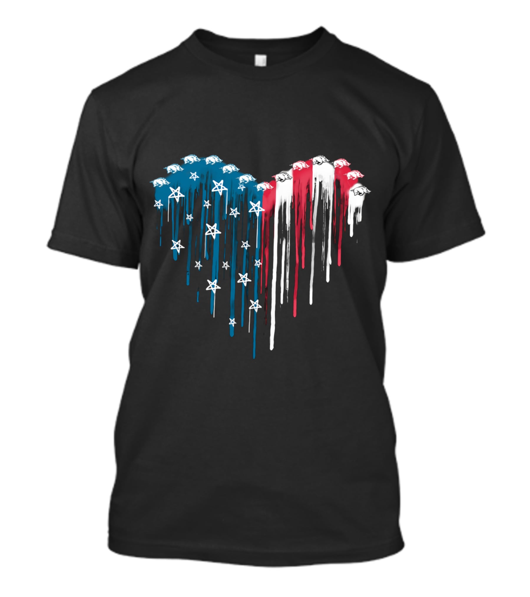 Arkansas Razorbacks Dripping American Flag Heart T-Shirt