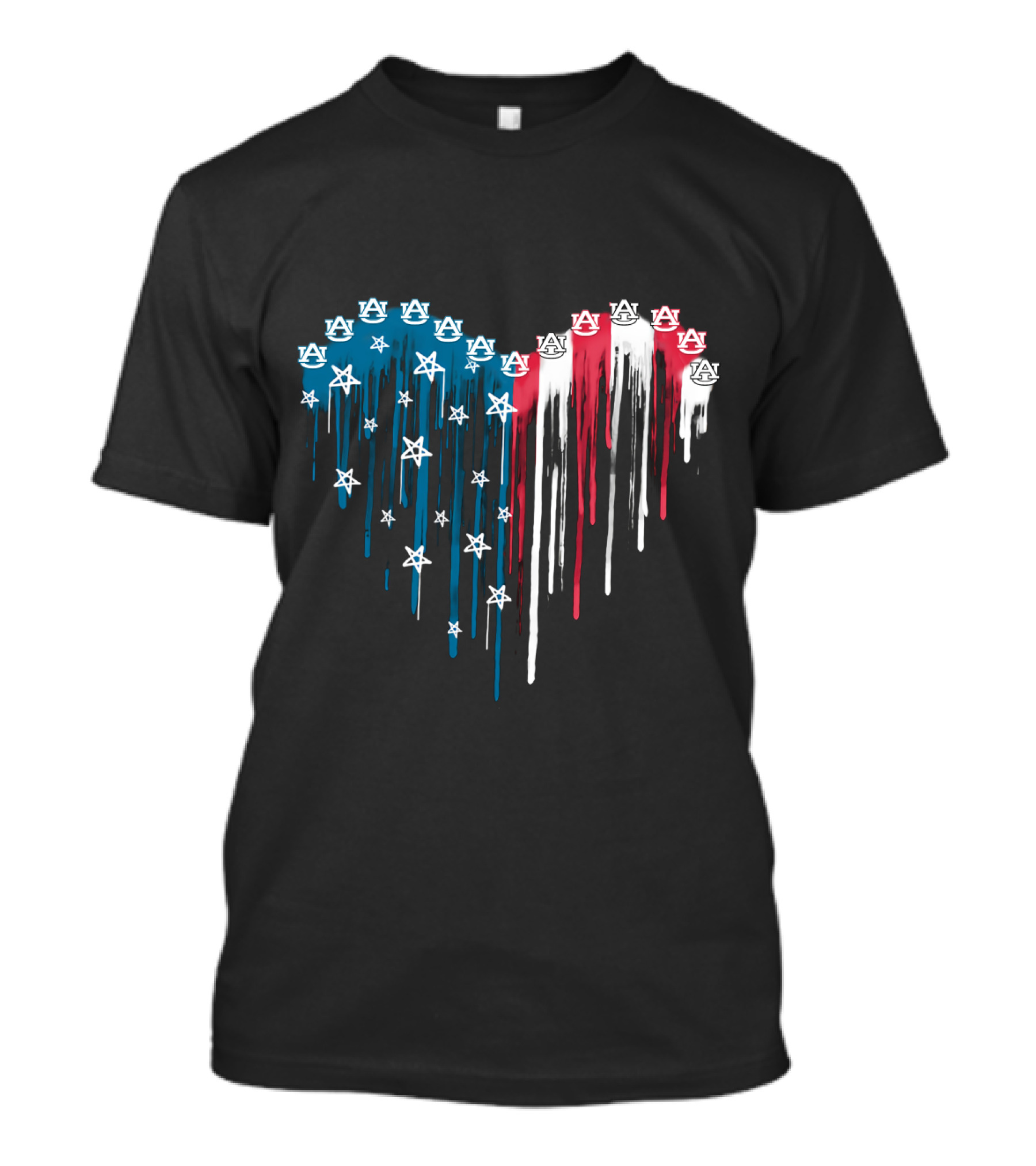 Auburn Tigers Heart Stars Red White Blue T-Shirt